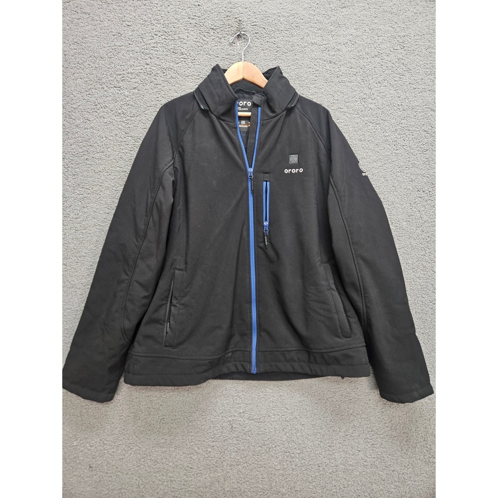 ORORO Heated Softshell Jacket 2XL Black Blue Trim Techwear No Battery No Hood